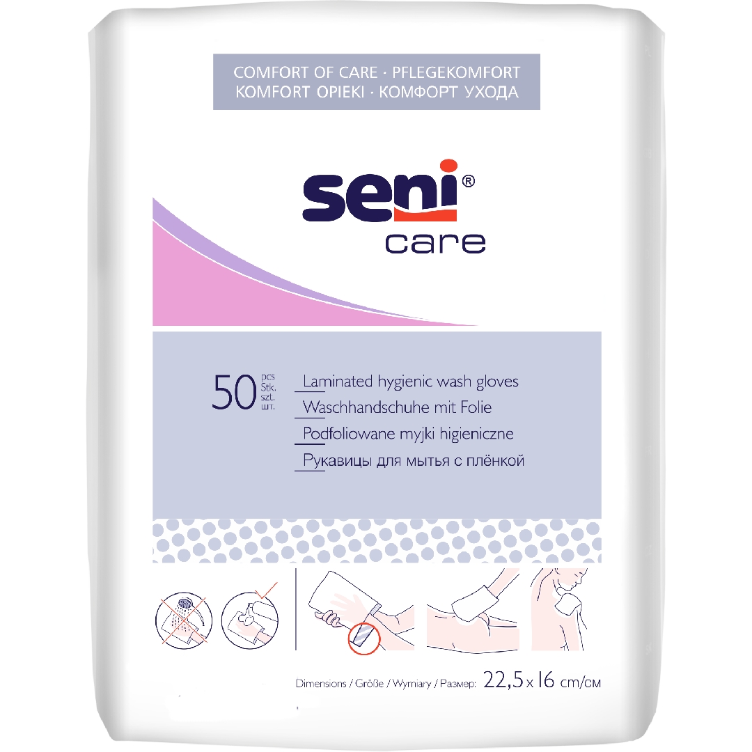 Seni Care Waschhandschuhe mit Folie